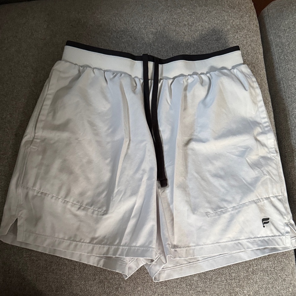 Fabletics Men's White and Black Athletic Shorts